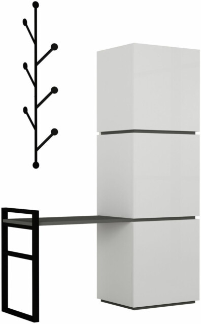 Kenkäkaappi Linento Furniture Mello valkoinen/antrasiitti