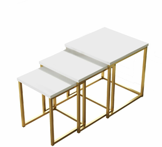 Sarjapöytä kolmiosainen Linento Furniture VG7-W valkoinen/kulta
