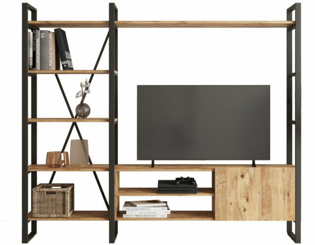 Kirjahylly ja TV-taso Linento Furniture ML21 ruskea