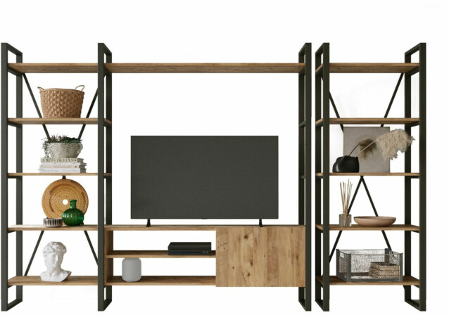 TV-taso ja kirjahylly Linento Furniture ML22 ruskea