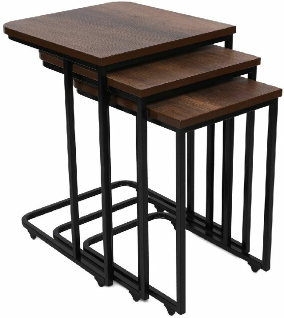 Sarjapöytä kolmiosainen Linento Furniture Ce Metal Zigon 9401 pähkinä/musta
