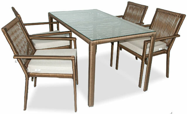 Ruokailuryhmä Linento Garden Leros 140, 4 tuolia + pöytä, eri värejä