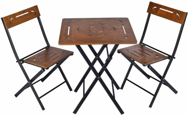 Garden Table & Chairs Set (3 Pieces) Linento Garden Bistro Set 3 Walnut Black