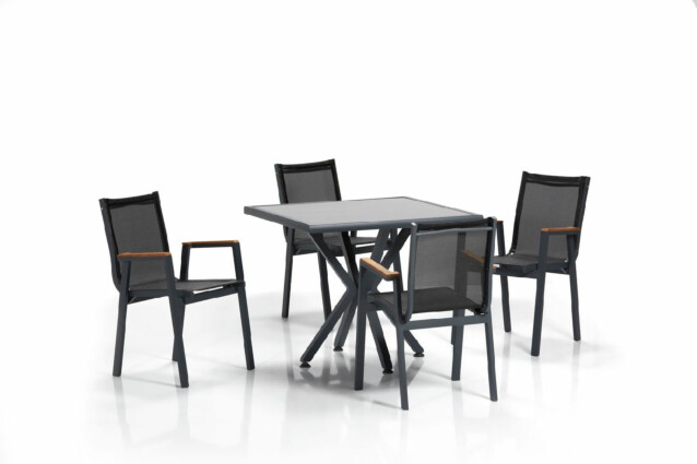 Garden Table & Chairs Set (5 Pieces) Linento Garden Samara Bahçe Masa Takımı 2 Grey Black