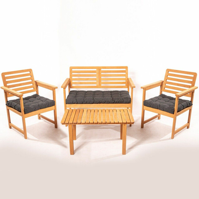 Garden Table & Chairs Set (4 Pieces) Linento Garden MY011 Brown Grey