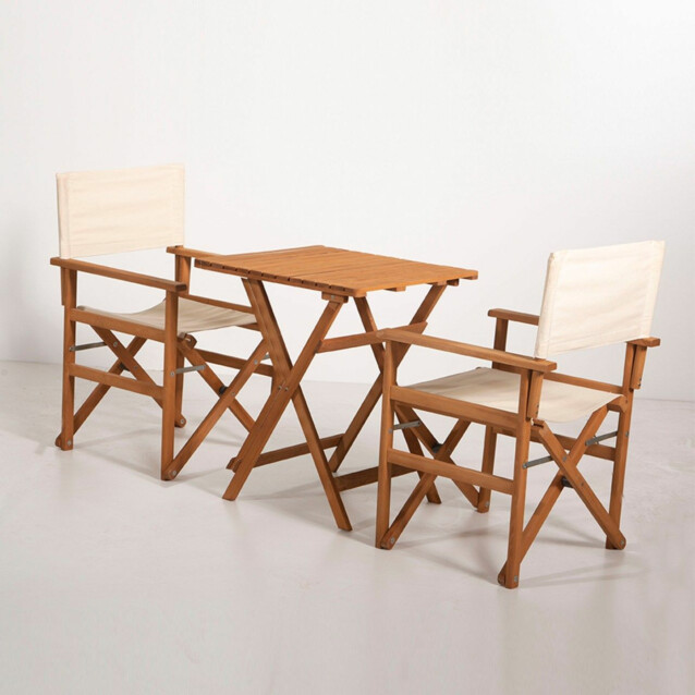 Garden Table & Chairs Set (3 Pieces) Linento Garden MY017 Brown Cream