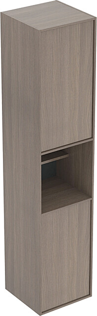 Korkea kaappi IDO Sense Art, 1725x366mm, kaksi ovea ja avohylly, pähkinäpuu