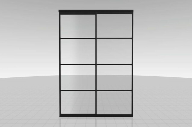 Tilanjakaja/liukuovi Mirror Line, kahdella ovella, musta, korkea malli, mittatilaus