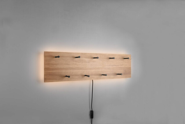 Naulakko LED-valolla M&M Samantha 75x30 cm puu/musta