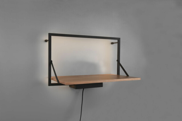 Seinähylly LED-valolla M&M Leonie 50x30 cm puu/musta