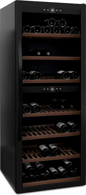 Kahden lämpötilan viinikaappi mQuvée WineExpert 126 Fullglass Black SW-126B, musta