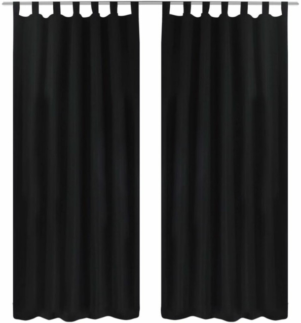Mustat mikro-satiini verhot lenkeillä 2kpl 140 x 175 cm_1