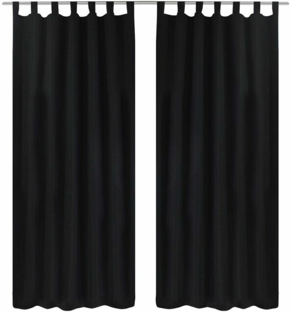 Mustat mikro-satiini verhot lenkeillä 2kpl 140 x 245 cm_1