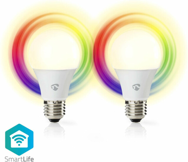 LED-lamppu Nedis SmartLife RGB Wi-Fi WIFILRC20E27, 9W, E27, 2700-6500K, 2kpl