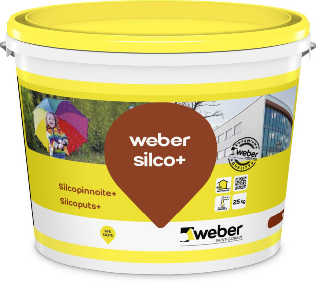 Silikonihartsipinnoite Weber Silcopinnoite+ Piirto 2 mm valkoinen 25 kg