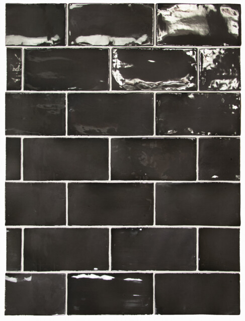 Seinälaatta Pukkila Manacor Black kiiltävä strukturoitu 7,5x15 cm