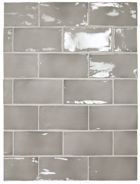 Seinälaatta Pukkila Manacor Mercury Grey kiiltävä strukturoitu 7,5x15 cm