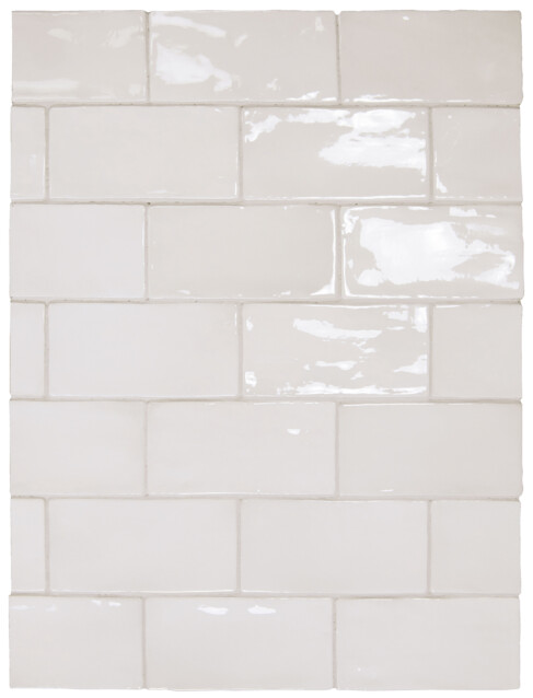 Seinälaatta Pukkila Manacor White kiiltävä strukturoitu 7,5x15 cm