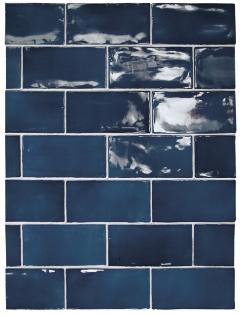 Seinälaatta Pukkila Manacor Ocean Blue kiiltävä strukturoitu 7,5x15 cm