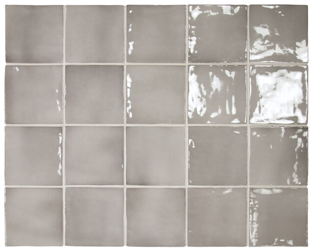 Seinälaatta Pukkila Manacor Mercury Grey kiiltävä strukturoitu 10x10 cm