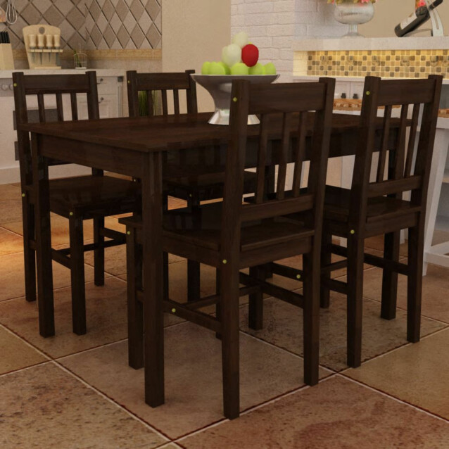 Puinen ruokapöytä 4 tuolia ruskea_1