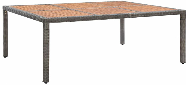 Puutarhapöytä harmaa 200x150x74 cm polyrottinki ja akaasiapuu_1