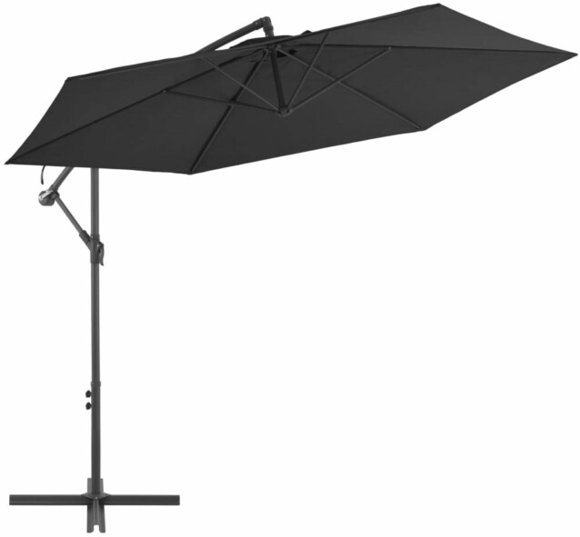 Riippuva aurinkovarjo alumiinipylväällä 300 cm musta_1
