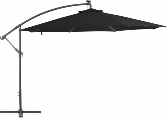 Riippuva aurinkovarjo alumiinipylväällä 350 cm musta_1