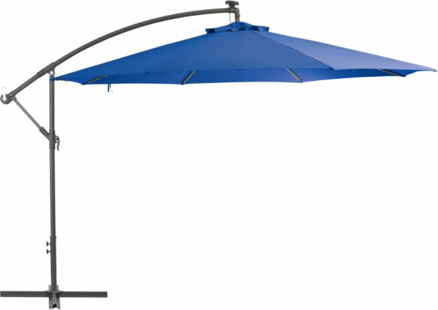 Riippuva aurinkovarjo alumiinipylväällä 350 cm sininen_1