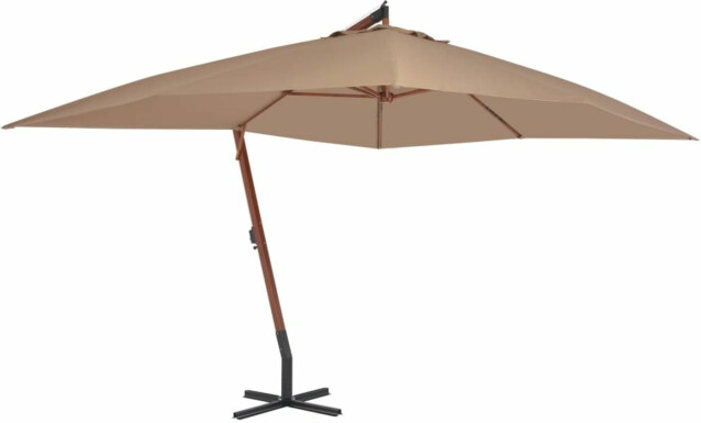 Riippuva aurinkovarjo puupylväällä 400x300 cm ruskeanharmaa_1