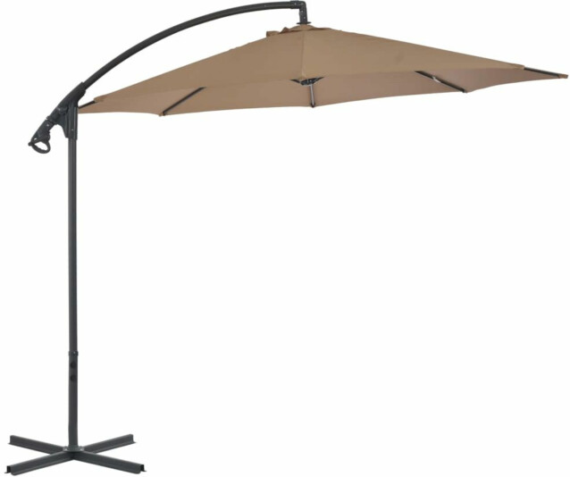 Riippuva aurinkovarjo teräspylväällä 300 cm ruskeanharmaa_1