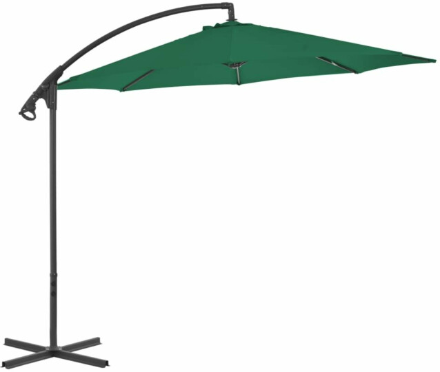 Riippuva aurinkovarjo teräspylväällä 300 cm vihreä_1