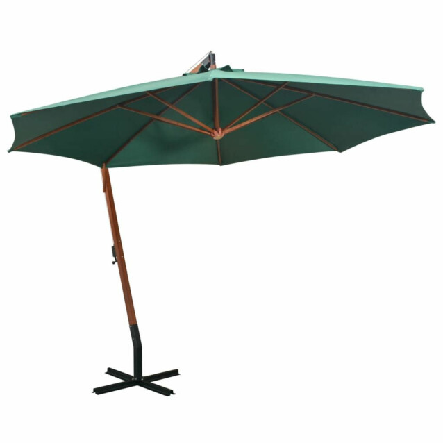 Riippuva päivänvarjo 350 cm puutanko vihreä_1