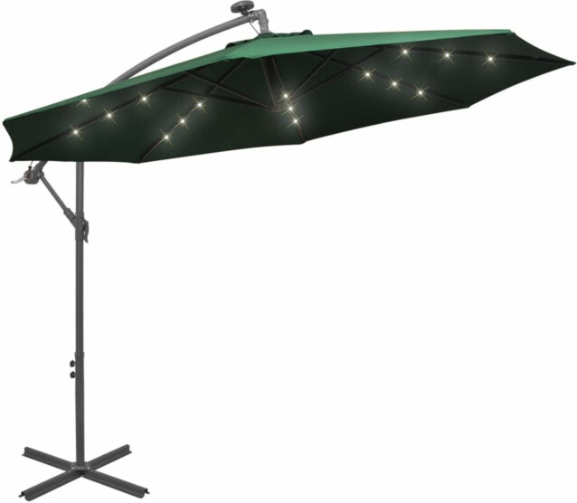 Roikkuva päivänvarjo led-valoilla 300cm metallitanko vihreä_1