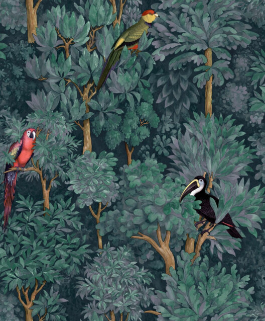 Tapetti Amazonia Botanist Teal, 0.53x10.05m, non-woven