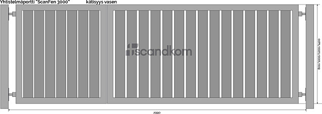Yhdistelmäportti Scandkom ScanFen 1000x3000 mm