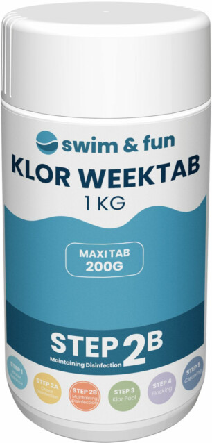 Viikkokloori Swim & Fun Klor Week Tab 1 kg, 200 g / kpl