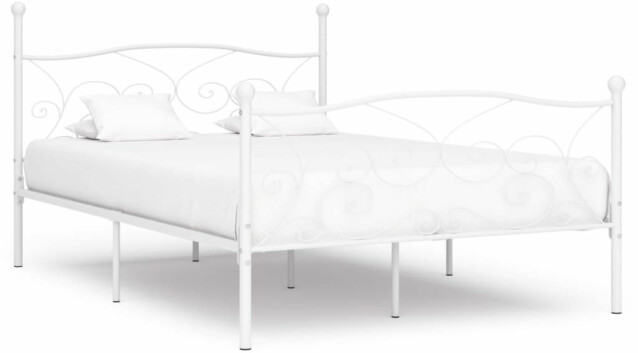 Sängynrunko sälepohjalla valkoinen metalli 140x200 cm_1