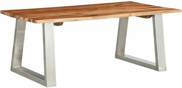 Sohvapöytä 100x60x40cm täysi akaasiapuu ja ruostumaton teräs_1
