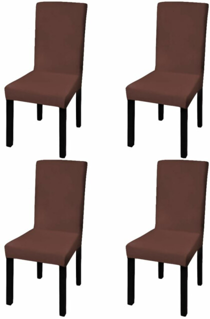 Suora venyvä tuolinsuoja 4 kpl ruskea_1