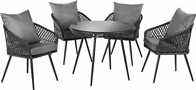 Puutarhasetti Chic Garden Padova pöytä + 4 tuolia musta/harmaa