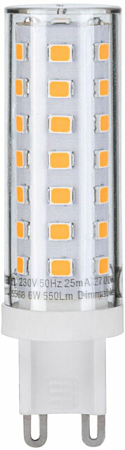 LED-pistokantalamppu Paulmann Pin Base, G9 , 550lm, 6W, 2700K, himmennettävä, kirkas