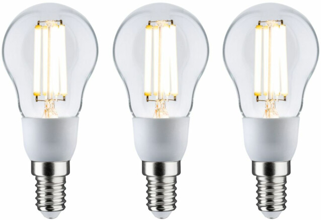 LED-filamenttilamppu Paulmann Eco-Line Drop, E14, 100mm, 525lm, 2.5W, 3000K, kirkas, 3kpl