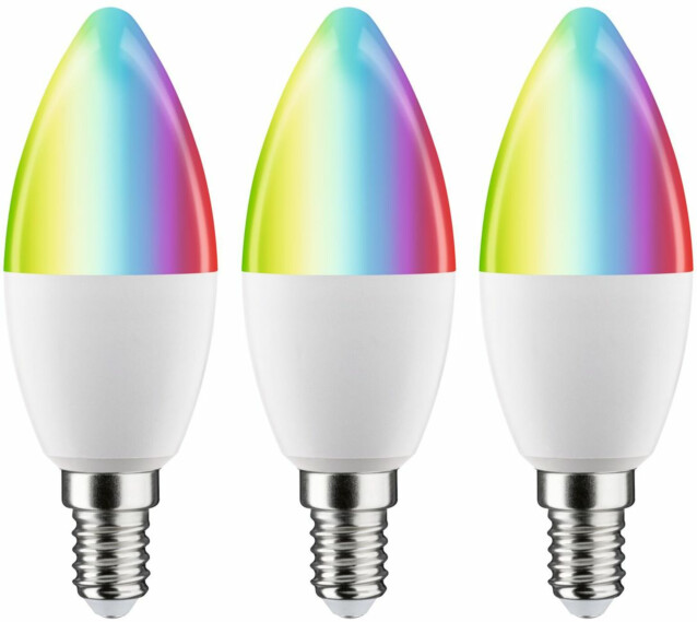 LED-älylamppu Paulmann Smart Home Zigbee 3.0 Candle, E14, 470lm, 5W, RGBW+, himmennettävä, matta, 3kpl