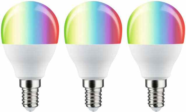 LED-älylamppu Paulmann Smart Home Zigbee 3.0 Drop, E14, 470lm, 5W, RGBW+, himmennettävä, matta, 3kpl