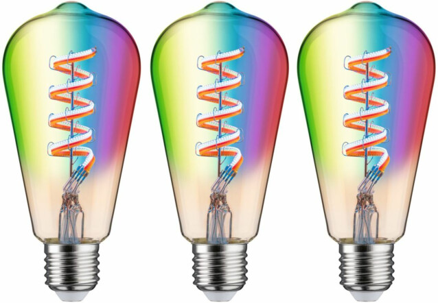LED-älylamppu Paulmann Smart Home Zigbee 3.0, ST64, E27, 470lm, 6.3W, RGBW+, filamentti, himmennettävä, kulta, 3kpl