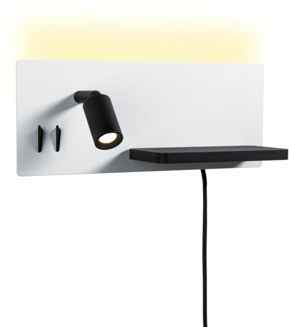 LED-seinävalaisin Paulmann Serra Right, USB C, 2700K, himmennettävä, mattavalkoinen/mattamusta