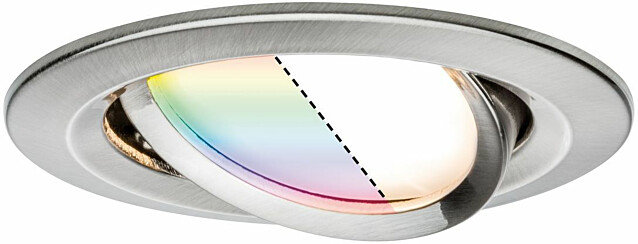 Upotettava LED-valaisin Paulmann Nova Plus Coin, Smart Home Zigbee 3.0, Ø84mm, RGBW+, himmennettävä, harjattu rauta