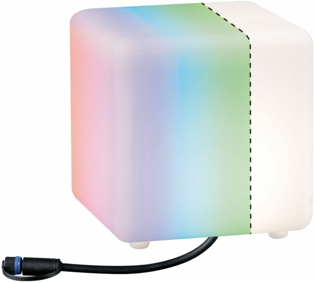 LED-ulkovalaisin Paulmann Plug & Shine Cube, Smart Home Zigbee 3.0, IP65, RGBW+, valkoinen