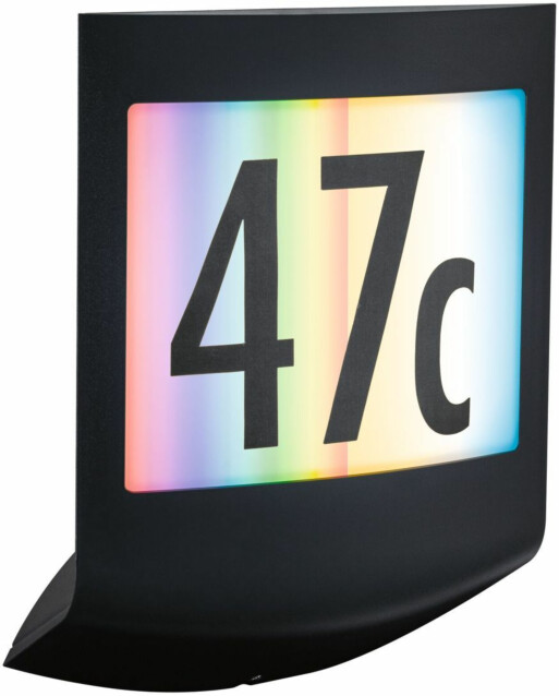 LED-numerovalaisin liike- ja hämärätunnistimella Paulmann Padea, Smart Home Zigbee 3.0, RGBW+, IP44, antrasiitti